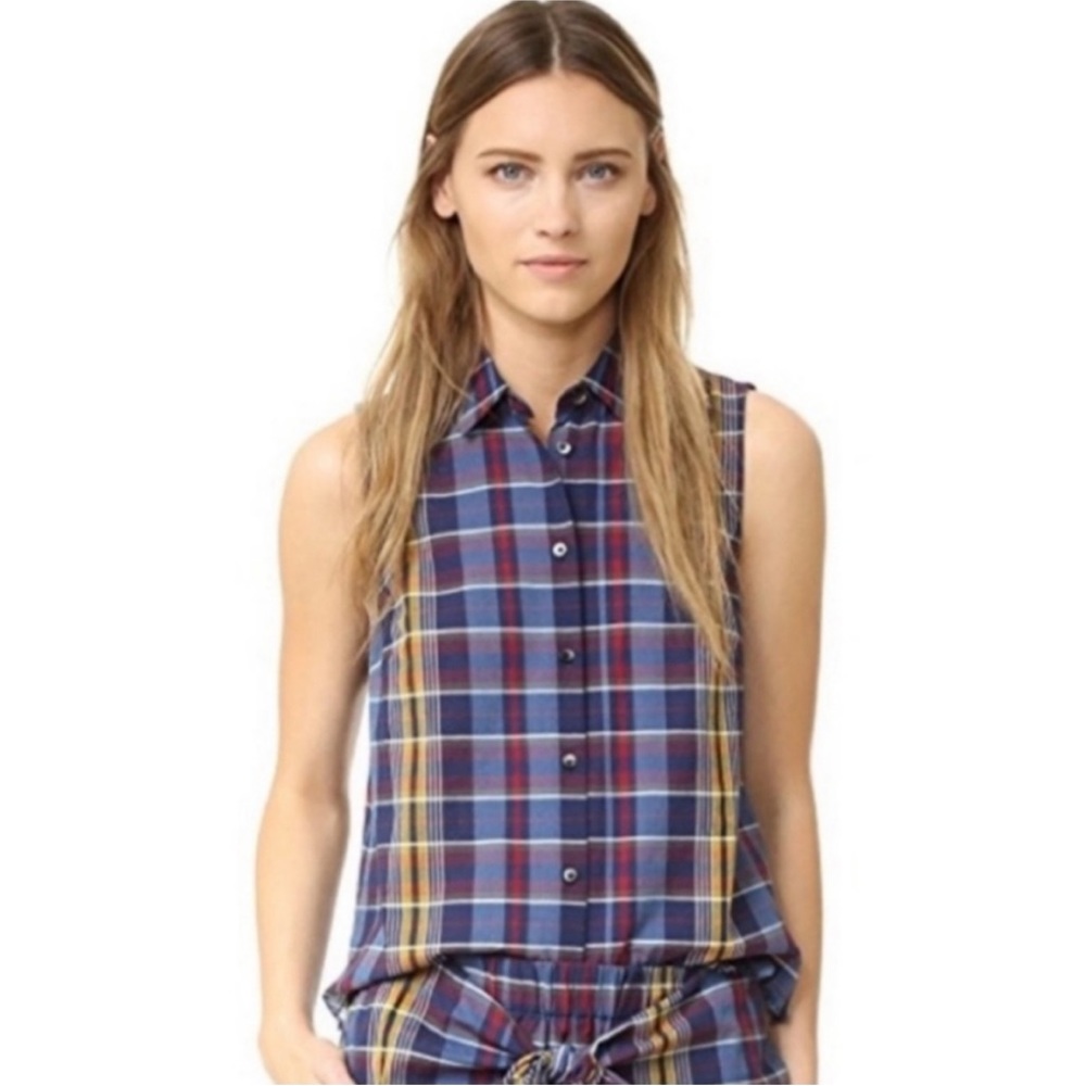 Madewell Sleeveless Plaid Top M EUC